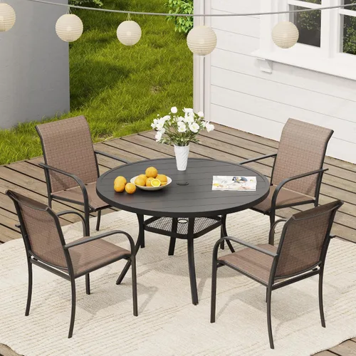 Miniatura 63 de VICLLAX Juego de 2 sillas de patio pequeñas para exteriores, juego de sillas apilables para patio y mesa de comedor cuadrada para porche delantero