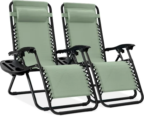 Miniatura 56 de Best Choice Products - Juego de 2 sillas reclinables y ajustables de malla y acero, sillas con sensación gravedad cero con cojines y bandejas