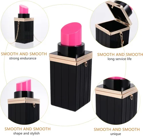 Miniatura 6 de VALICLUD Bolso de mano de mano con forma de lápiz labial elegante de acrílico para mujer