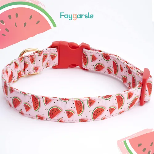 Miniatura 2 de Faygarsle Collar de Perro Lindo para Niñas y Perros Chicos Collar Suave y Elegante para Mascotas con Diseño de Sandía Collar de Perro Rosa Ideal