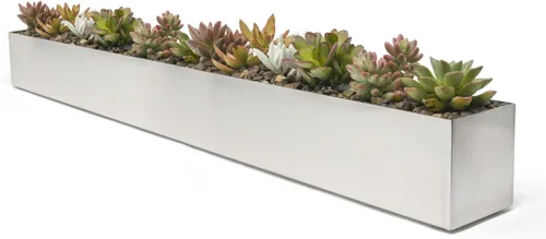 Miniatura 13 de Buhbo Maceta rectangular moderna de acero tipo artesa de 16 pulgadas, negro