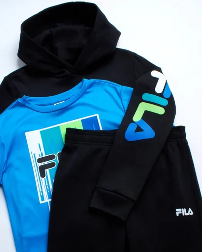 Miniatura 3 de Fila Conjunto deportivo deportivo para niños, sudadera con capucha de rendimiento de 3 piezas, pantalones deportivos, camiseta - Conjunto de ropa
