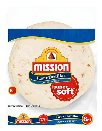 Mission Tortillas de harina de burrito, sin grasas trans, auténticas, tamaño grande, 8 unidades, 2 paquetes