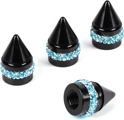 Miniatura 16 de ToBeQueen Bling - Tapones de válvula de neumático rojos, 4 unidades, hechos a mano, con cristales de diamantes de imitación, universales, a prueba