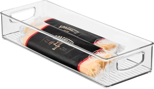 iDesign Contenedor de almacenamiento transparente extra largo delgado | Organizador estrecho, apilable, de cocina o despensa