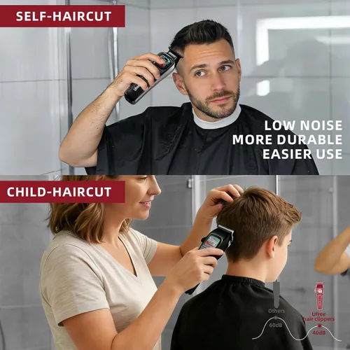 Miniatura 8 de Ufree Cortadora de pelo profesional para hombres, juego de cortapelos y recortadora de barbero profesional, cortapelos inalámbricos para hombre, kit