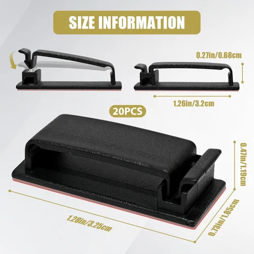 Miniatura 2 de Clips autoadhesivos para organizar cables, clips de línea, organizadores de cables, clips de línea de TV PC, clips de cable Ethernet debajo