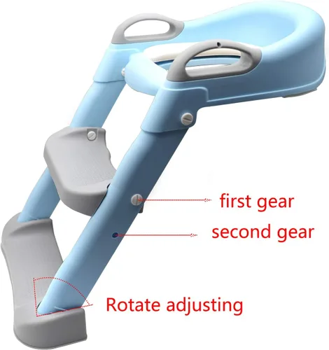 Miniatura 7 de Asiento clásico de escalera de inodoro con cojín mejorado, silla de inodoro/entrenador de inodoro para bebés niños pequeños en azul