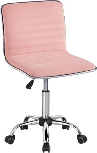 Miniatura 15 de Yaheetech Silla de escritorio ajustable de trabajo de piel sintética con respaldo bajo acanalado, sin reposabrazos, giratoria, negra, con ruedas