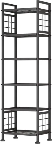 GIOTORENT Estante de almacenamiento vertical de 6 niveles para organizadores y almacenamiento de baño y organización de cuarto de lavandería, unidad