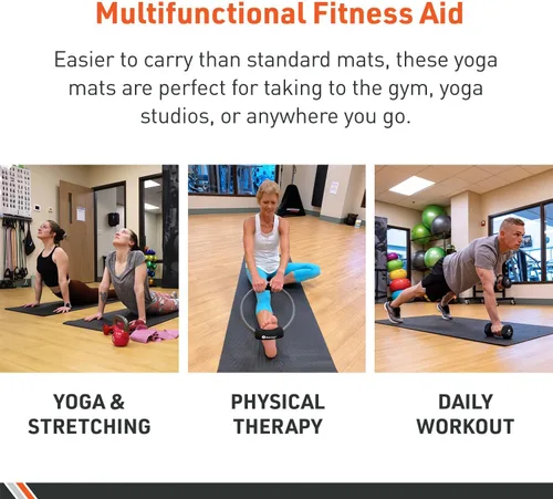Miniatura 3 de Body Sport Esterilla de yoga, superficie antideslizante de alta densidad con absorción de golpes, ideal para yoga, pilates y entrenamientos en casa