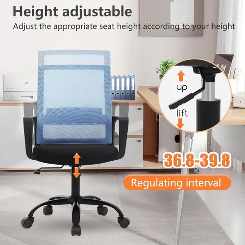 Miniatura 7 de PayLessHere Silla de oficina para computadora, silla ergonómica de malla, respaldo medio, silla giratoria para oficina en casa, silla de escritorio