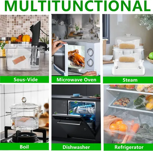 Miniatura 5 de Bolsas selladoras al vacío para Food Saver, 100 cuartos de galón, 4" x 6", bolsas de grado comercial precortadas, bolsas al vacío