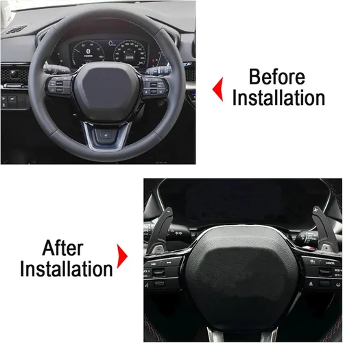 Miniatura 7 de Etiqueta engomada de la cubierta de la extensión de la paleta del cambio del volante de aleación de aluminio Accesorios del coche para Honda Negro