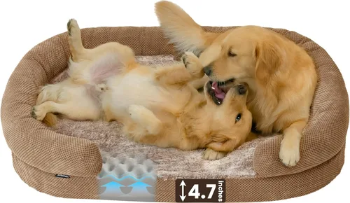 Miniatura 11 de Cama Ortopédica para Perros Grandes, Sofá de Espuma Viscoelástica con Textura de Cartón de Huevos con Lados Cómodos, Cama Sofá Suave y Grande