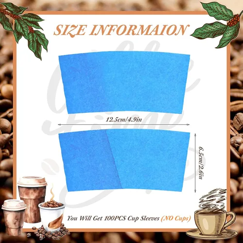 Miniatura 2 de zsccxq Fundas desechables para taza de café, papel kraft corrugado, fundas protectoras aisladas para tazas de café, expreso para bebidas calientes