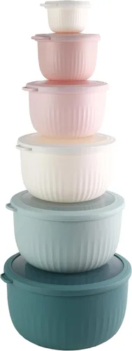 Miniatura 52 de COOK WITH COLOR - Juego de tazones de preparación profundos con tapas, para mezclar, de plástico, pequeños y apilables (color negro degradado)