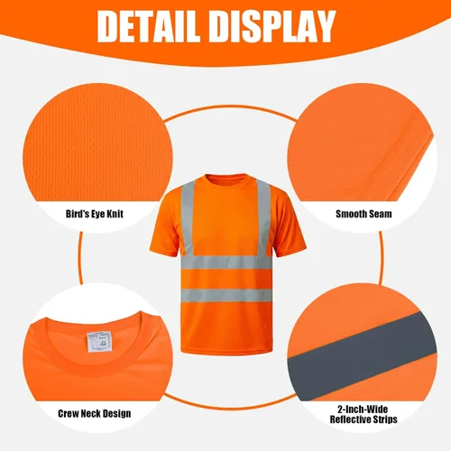 Miniatura 3 de HYCOPROT Hi Vis - Camisas de seguridad de manga corta de alta visibilidad, camisa reflectante para hombres y mujeres, camiseta de construcción