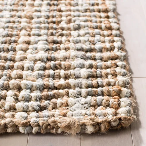 Miniatura 6 de SAFAVIEH Alfombra de área de 9 x 12 pies, colección de fibra natural, grande, gris y marrón natural, yute hecho a mano, estilo de granja, pelo