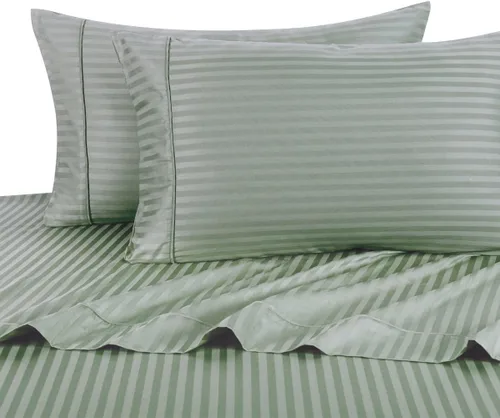 Miniatura 17 de Royal Hotel Bedding Sábanas de algodón pesado, juego de sábanas de 4 piezas, 100% algodón de 250 hilos, bolsillo profundo, rayas de satén