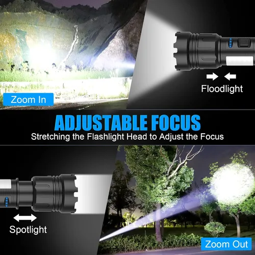 Miniatura 6 de Banral Linterna magnética recargable, linternas de bolsillo LED superbrillantes de alto lúmenes con luz lateral COB, tipo C, zoomable, 7 modos, IPX7