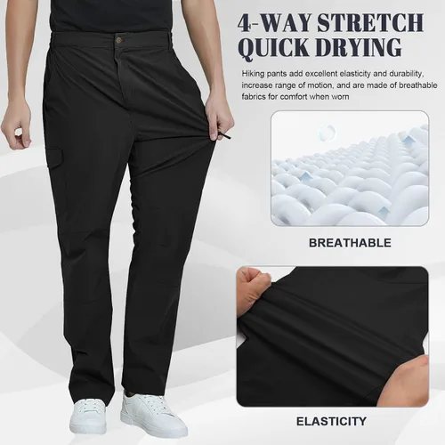Miniatura 5 de MEETYOO Pantalones cargo de senderismo para hombre, impermeables, tácticos, ligeros, elásticos, para acampar