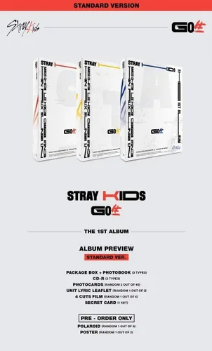 Stray Kids 'Go Live '1er álbum 3 VER SET CD+80p PhotoBook+2p PhotoCard+8p Folleto lírico + 4 películas cortadas+tarjeta secreta+juego de tarjetas