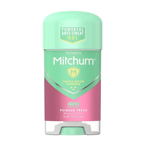 Mitchum Desodorante antitranspirante de gel, triple defensa de olores para mujeres, polvo fresco, 2.25 onzas, paquete de 8