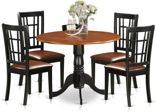 Miniatura 9 de East West Furniture DLNI3-BLK-C - Juego de comedor de 3 piezas que contiene una mesa de comedor redonda con gotas y 2 sillas de cocina tapizadas