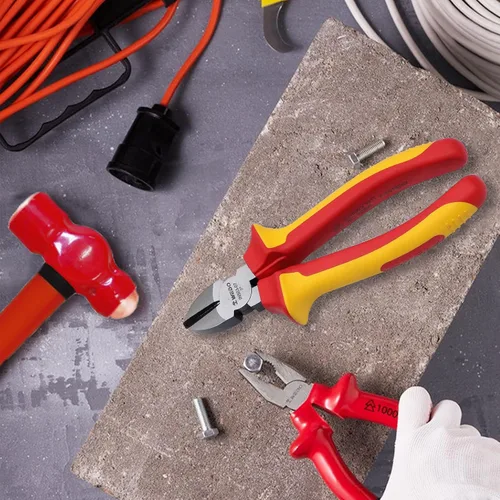 Miniatura 6 de WEDO Alicates de corte diagonal aislados de 6 ", VDE 1000 V Alicates de inyección de cortadores de alambre laterales, cabeza forjada de acero CR-V