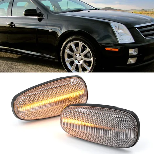 Miniatura 7 de Luces de marcador laterales LED ámbar secuenciales para Cadillac STS DTS Escalade 2005-2011 Lente transparente Led Guardabarros delantero repetidor