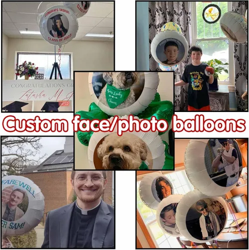 Miniatura 2 de Globo personalizado con cara, fotos personalizadas, globos de feliz cumpleaños, globos con nombre personalizado para regalos de fiesta de aniversario