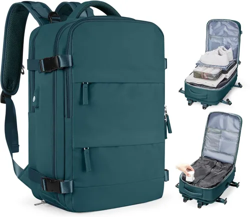Miniatura 25 de Mochila de viaje grande, bolsa de mano, aprobada para aviones, para artículos personales, para hombre o mujer, color beige con marrón