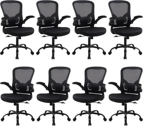 Miniatura 16 de Flysky Silla de oficina de malla, sillas ergonómicas de escritorio para computadora para oficina en casa, con reposabrazos abatibles