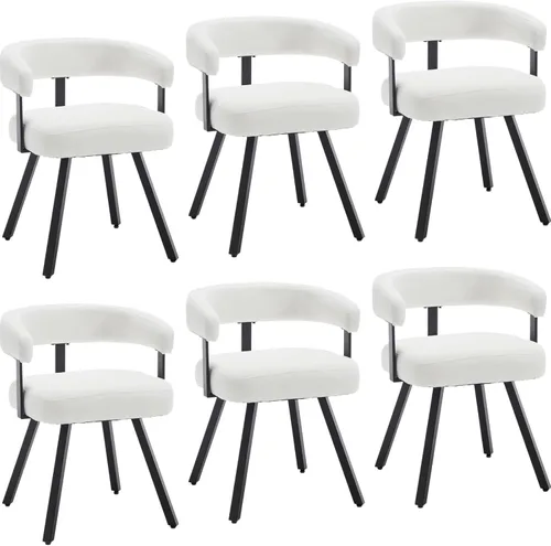 Miniatura 19 de DUOMAY Juego de 2 sillas de comedor de piel sintética, sillas de cocina curvadas con respaldo abierto con patas de metal, modernas sillas laterales