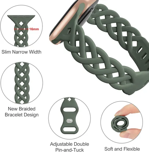 Miniatura 2 de Correas delgadas de silicona compatibles con Apple Watch de 1.58 pulgadas, 1.50 pulgadas, 1.60 pulgadas, 1.77 pulgadas, 1.70 pulgadas, 1.85
