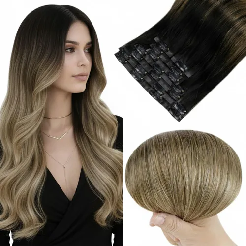Miniatura 61 de Full Shine Extensiones de cabello humano con pinzas, cabello humano Remy invisible para mujer, color rubio platino, 20 pulgadas, 8 unidades, 4.23 oz