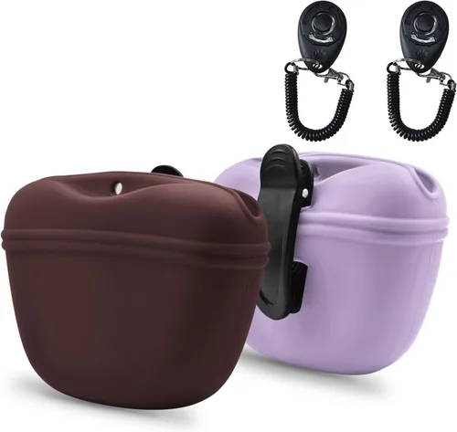 Miniatura 10 de AUDWUD Bolsa de Silicona para Premios de Perro, Con Clicker de Entrenamiento para Perros, Contenedor de Entrenamiento Portátil con Clip, Conveniente