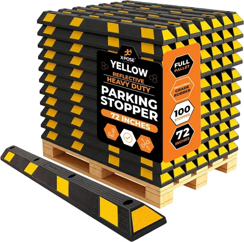 Miniatura 27 de Xpose Safety Tope de goma resistente de 22 pulgadas para estacionamiento, paquete de 2 bloques de ruedas para garaje, entrada o rampa, tope