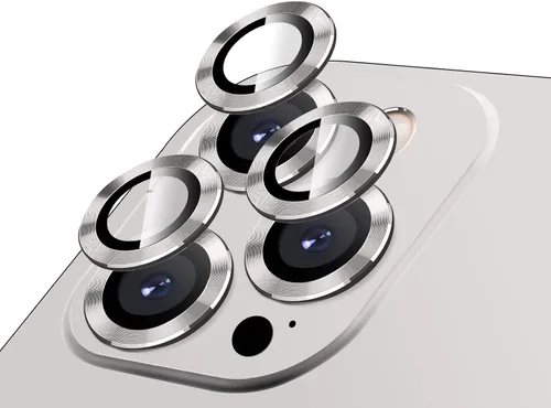 LucBuy Protector de lente de cámara para iPhone 12 Pro Max, vidrio templado HD de alta calidad, aleación de aluminio, anillo individual, película de