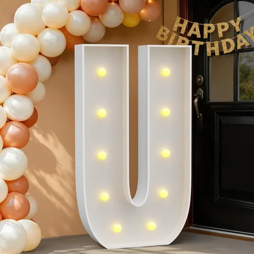 Miniatura 35 de IMPRSV Letras de mosaico iluminadas de marquesina, 4 pies para globos y fiestas, decoración de kit de arco