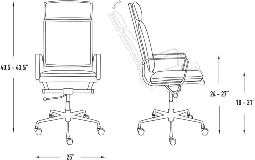 Miniatura 3 de Laura Davidson Furniture Lexi II - Silla de oficina acolchada, silla de escritorio con respaldo alto y reposabrazos de aluminio, disponibilidad