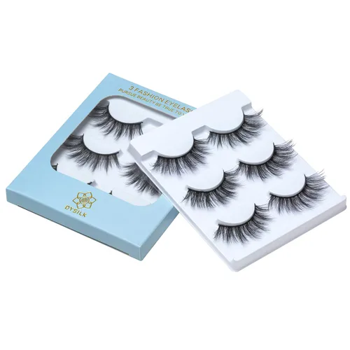 Miniatura 7 de DYSILK Wispy Mink Lashes 3 pares – Pestañas postizas esponjosas de ojo de gato, pestañas de imitación de visón, pestañas postizas naturales ligeras