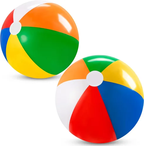 JOYIN Paquete de 2 pelotas de playa de 50 cm - Pelotas hinchables grandes para piscina, juguetes de agua de piscina, color arco iris clásico,