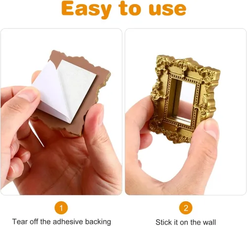 Miniatura 4 de Totority Mini accesorios clásicos para tallado de espejo para casa de muñecas, modelos de micro escena, pequeños espejos decorativos ornamentados