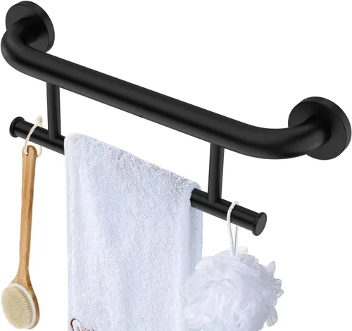 Miniatura 18 de Toallero de níquel cepillado con barra de agarre, mango de soporte equilibrado de seguridad de acero inoxidable de 17 pulgadas, toallero