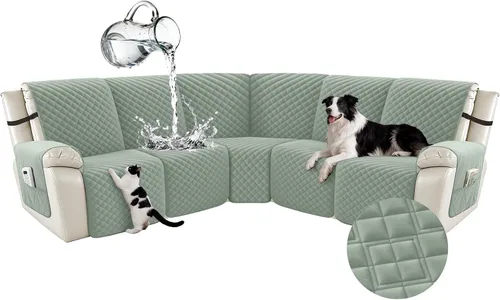 Miniatura 73 de Arfntevss Fundas para sofá seccional reclinable para sofá seccional en forma de L, funda antideslizante lavable para sofá reclinable con forma de L