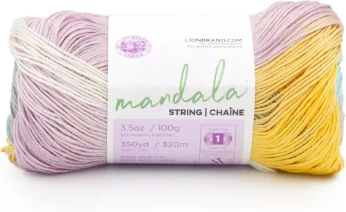 Miniatura 20 de Lion Brand Yarn Hilo Mandala String, Hilo Fingering para Tejer y Crochet, Acoustic, 1 Paquete