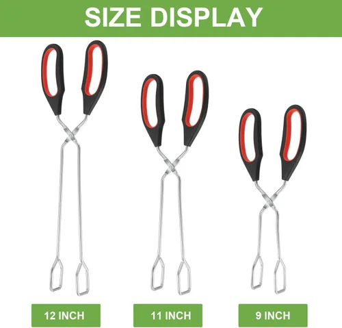 Miniatura 3 de Boao Paquete de 3 pinzas de acero inoxidable para cocinar, pinzas de alambre de cocina de 9 pulgadas, 11 pulgadas y 12 pulgadas, resistentes al