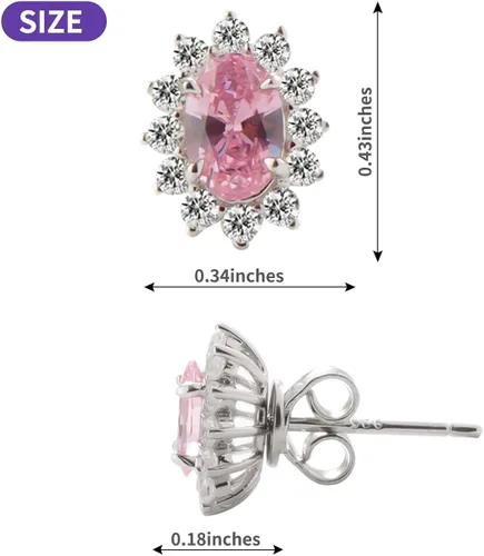 Miniatura 4 de Plata de ley 925 con zafiro creado de 15 quilates rubí amatista esmeralda aguamarina peridoto de turmalina piedra natal aretes estilo princesa Diana